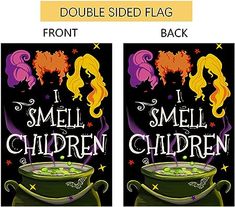 two book covers with the words, i smell children and an image of a witch's caulder