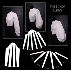 the back and sides of a white blouse with pleated sleeves, cut out into four sections