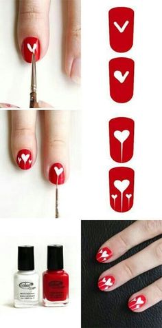 15  Easy Step By Step Valentines Day Nail Art Tutorials For Beginners  Learners 2015 Do It Yourself Nails, Valentine Nail Art, Heart Nail Art, Nail Swag, Heart Nails, Cute Nail Designs, Nail Art Inspiration, Fancy Nails, Nail Art Tutorial