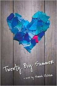 the book cover for twenty boy summer by stephen o'keefle, with a heart made out of blue paper