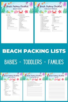 the beach packing list for babies and toddlers