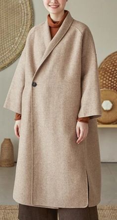 Khaki Women Cashmere Coat Handmade Long loose Women Wool Coat Jacket Women Wool Coat, Winter Warm Outfits, Warm Outfit, Wool Winter Coat, Wool Coats, Cashmere Fabric, Wool Coat Women, Warm Dresses, Winter Jackets Women