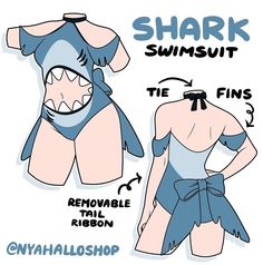 the shark swimsuit is designed to look like a woman's bathing suit, and has