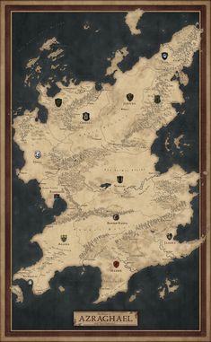 a map with several different locations on it