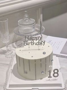 Grey And White Birthday Cake, Cakes 18th Birthday, Funny Birthday Sayings, 18th Bday Cake, Silver Birthday Cake, Happy Birthday Post, White Birthday Cake, Girly Birthday Cakes