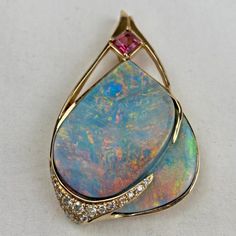 Opal Accessories, Pink Sapphire Pendant, Black Opal Pendant, Art Nouveau Jewelry, Sapphire Pendant, Fabulous Jewelry, Hand Jewelry, Creative Jewelry, Unique Pendant