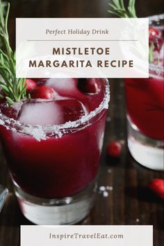 the perfect holiday drink mistlettoe margarita recipe with cranberries and rosemary