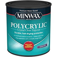 a can of polycrylic is shown on a white background with the words'minwax crystal clear topcoat '