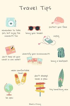 travel tips poster with different things to do