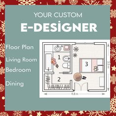 the floor plan for a home with snowflakes on it and text that reads your custom