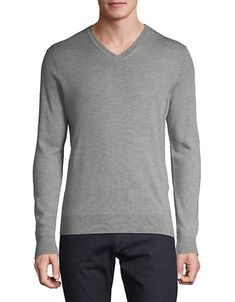 Black Brown 1826 Men's Merino Wool V-Neck Sweater - Grey Heather - Size Medium V Neckline, Corduroy Pants, Cashmere Sweater, Pants Black, V Neck Sweater, Cashmere Sweaters, Grey Sweater, Vneck Sweater, Pullover Styling