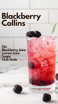 Blackberry Collins Blackberry Cocktails, Soda Cocktails, Jam Ideas, Blackberry Juice, Lemon Margarita, Lemon Martini, Easy Gin Cocktails, Cocktail Cards