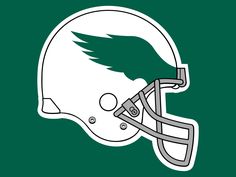 a green and white football helmet with the philadelphia eagles on it