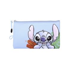 a small blue pouch with an image of a cartoon character on the front and side