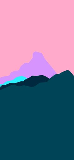 the sky is pink, blue and purple with mountains in the background