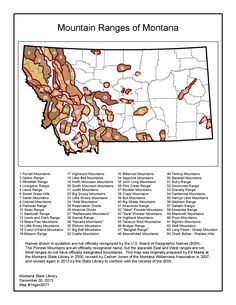 a map with many different ranges of montana