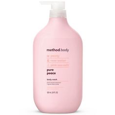 Turn your shower into the kind of escape you need right now. Infused with peony, rose water + pink sea salt, this purifying body wash leaves your skin feeling soft, moisturized + smelling like a no-stress zone. Plus, with a cruelty-free, biodegradable formula, plant-based cleansers + a bottle made with 80% recycled plastic (PCR), the good vibes just keep going. Peace out. Contains (1) 28 ounce bottle of gel liquid body soap. Infused with peony, rose water + pink sea salt. Biodegradable formula Method Body Wash, Pink Sea Salt, Pink Sea, Just Keep Going, Peony Rose, Body Cleanse, Body Soap, Rose Water, Keep Going