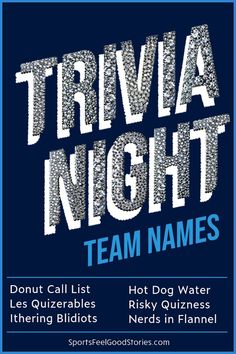 Funny Trivia Night Team Names Olympic Pool, Trivia Night, Simple Minds, Team Names, Brand You, First Names, Trivia, Funny