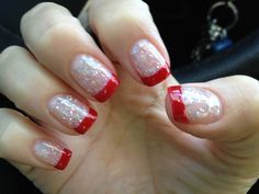 Holiday French Tip Nails, Red Shellac Nails, New Years Eve Nails, Red Christmas Nails, Short Gel Nails, Fall Gel Nails, Christmas Gel Nails, Basic Nails, Holiday Nail Art