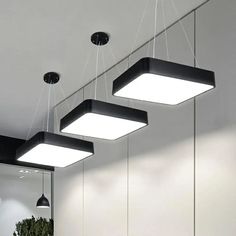 Contemporary Black Acrylic Led Pendant Light For Office - Square Chandelier Design / 14 White Office Hanging Lights, Light For Office, Square Chandelier, Led Ceiling Light Fixtures, Staircase Lighting, Colors Black And White, Contemporary Pendant Lights, Chandelier Pendant, Contemporary Chandelier