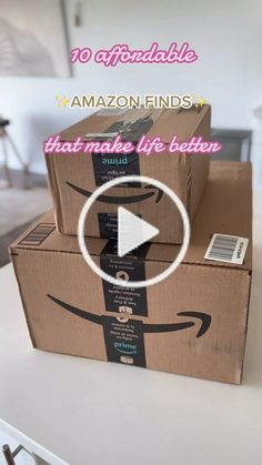 two boxes are stacked on top of each other with the words amazon finds that make life better