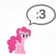 a pinkie pony with a speech bubble saying 3