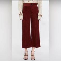 Size Small * All Items Are Sustainably Sourced. Most Items Are In Excellent Used Condition Unless Noted New With Tags. I Do My Best To Point Out Any Flaws* #Wildflowerrthrifts Red High-waist Corduroy Bottoms, Burgundy Wide Leg Bottoms For Spring, Burgundy Wide-leg Bottoms For Spring, High Waist Red Corduroy Pants, Burgundy Wide Leg Pants For Spring, Casual Burgundy Pants For Fall, Red Corduroy Bottoms For Fall, Red Wide Leg Pants With Pockets For Fall, Red Straight Leg Corduroy Bottoms