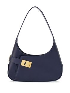 Ferragamo Medium Hobo Leather Shoulder Bag - Farfetch Luxury Designer Shoulder Bag, Luxury Classic Shoulder Bag, Shoulder Bag Farfetch, Luxury Blue Bags, Giorgio Armani Purse, Ferragamo Bag, Girly Bags, Hobo Shoulder Bag, Pretty Bags