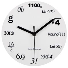 PRICES MAY VARY. ⏰SIZE: 20*20*4cm; Material: acrylic; Color: white.With its stylish and understated design, quick installation.wall clock is a perfect essential for those looking to make a bold yet minimalist decorative statement ⏰EASY TO READ- With wooden colorful face wall clock ,Big and vintage Arabic numerals indicate at every hour and minute tracker make it easy to see from any corner of your room. ⏰SILENT - High quality silent sweep movement keeps accurate time and absolutely silent enviro Maths Equation, Math Clock, Classroom Clock, Math Wall, Minimalist Clocks, Traditional Wall Clocks, Math Geek, Unique Wall Clock, Diy Wall Clock