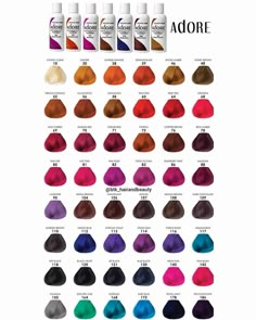 Auburn Semi Permanent Hair Color, Adore Hair Dye Shades, Best Hair Die Products, Adore Color Chart, Adore Dye Color Chart, Adore Dye Ginger, Loreal Hair Color Chart Red, Shades Of Ginger Hair Chart, Color 30 Hair Dye