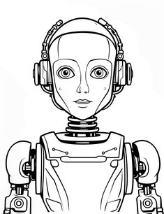 a robot with headphones on