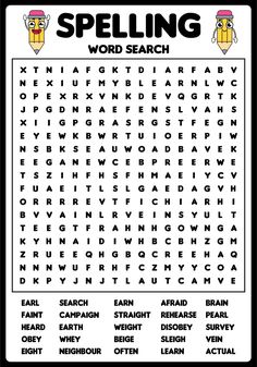 a word search for spelling words in the same language as they appear on this page