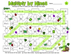 a maze game with numbers and an image of the number line on it, which is marked