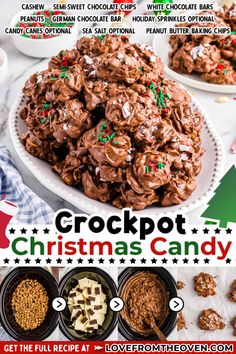 an advertisement for crockpot christmas candy with chocolate and marshmallows on it