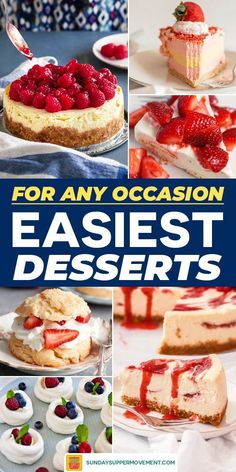 several different desserts with the title for any occasion