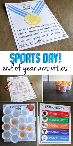 sports day end of year activities and printables to help students practice their writing skills