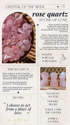 Can Rose Quartz Go In Water, Rose Quartz Uses, Rose Quartz Healing Properties, How To Charge Rose Quartz, Self Love Crystals, Rose Quartz Crystal Meaning, Crystal Dictionary, Crystal Pairings, Crystals For Love