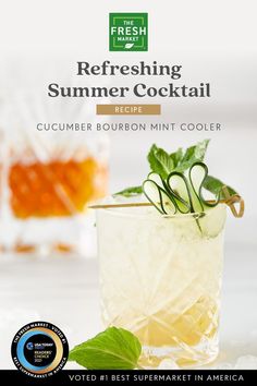 the refreshing summer cocktail recipe includes cucumber, bourbon mint coolerr and fresh water