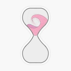 an hourglass with pink sand inside on a white background sticker, isolated from the side