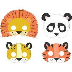 four masks with different animals on them