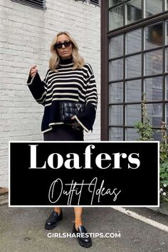 Business Outfit With Loafers, Korean Outfits With Loafers, Loafers With Tights Outfit, Dolce Vita Loafers Outfit, Womens Chunky Loafers Outfit, Pointy Loafers Outfit, How To Wear Black Loafers Women, Work Loafers Women Outfit, How To Wear Penny Loafers Women