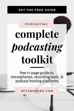 a microphone with the text get the free guide to complete radio broadcasting tool kit on it