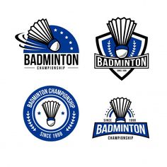 badminton badges and emblems on white background