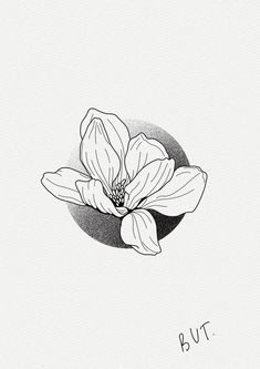 a black and white drawing of a flower