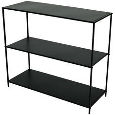 three tiered shelving unit in black