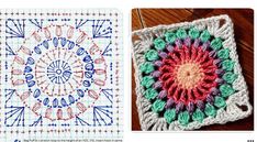 Crochet Motives, Crochet Square, Crochet Squares, Flower Mandala, Granny Squares, Crochet Granny, Crochet Motif, Dish Cloths, Crochet Clothes