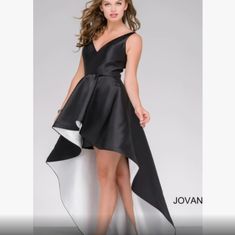 High Low Assymetrical Jovani Dress Worn Once For A Red Carpet Event High Low Dress Formal, Black High Low Dress, High Low Prom Dress, Fuschia Dress, Dress Sketch, Dresses By Pattern, High Low Prom Dresses, Dresses By Color, Strapless Prom Dress