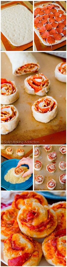 the process of making mini pizzas is shown here