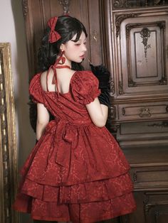 This price includes an OP only, others are not included.   	 		 			Size 			S 			M 			L 			XL 		 		 			Bust 			86 			90 			94 			98 		 		 			Waist 			68 			72 			76 			80 		 		 			Full Length 			80 			81 			82 			83 		 		 			Sleeve Length 			26 			27 			28 			29 Basque Waist, Reasons To Smile, Above Knee, Ruffle Hem, Puff Sleeve, Hair Clips, Full Length, Party Dress, Sleeve Length