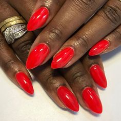 Short Almond Nails Cherry, Almond Nails Cherry, Short Red Almond Nails, Nails Cherry Red, Red Almond Nails, Nails Cherry, Red Almond, Girly Nails, Short Almond Nails